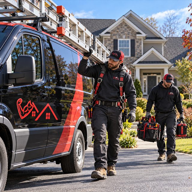 Roof Strong roofing crew unloading tools and equipment for a roofing project in Dublin, PA